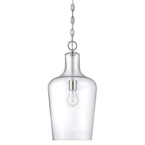 Franklin Collection 1-Light Pendant in Polished Nickel with Curved Clear Glass Shade Savoy House 7-702-1-109