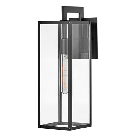 Wall Lantern Hinkley 2594BK 1-Light Wall Mount in Black Finish with Clear Glass. 