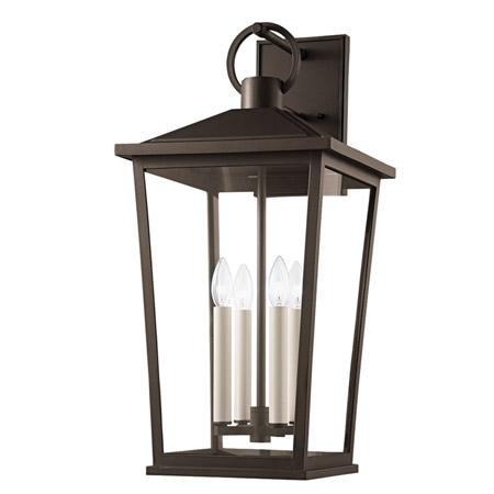 Wall Lantern Troy Lighting B8904-TBZH 4-Light Wall Mount in Textured Bronze Finish with Clear Glass. 