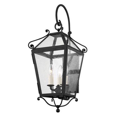 Wall Lantern Troy Lighting B4123-FRN 3-Light Wall Mount in French Iron Finish with Clear Seeded Glass. 