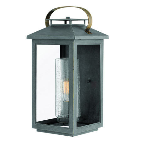 Wall Lantern Hinkley 1165AH 1-Light Wall Mount in Ash Bronze Finish with Clear Seedy Glass. 