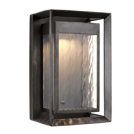 Wall Lantern Generation lighting OL13702ANBZ-L1 1-Light LED Wall Mount in Antique Bronze Finish with Clear Water Glass. 
