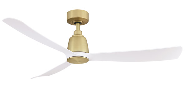 Kute Collection 52” 3-Blade Ceiling Fan in Brushed Satin Brass with Matte White Blades Fanimation FPD8534BS