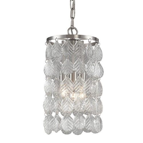 Drayton Collection 3-Light Mini Pendant in Clear Glass with Cascading Leaves Elk 140-001