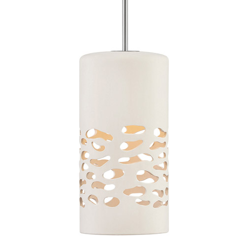 Calder Collection 1-Light Pendant in Polished Nickel with Sculpted Cut-Out Ceramic Shade Hinkley 4287PN