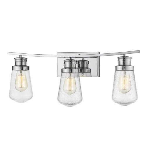 Gaspar Collection 3-Light Bath Vanity in Chrome with Clear Seedy Glass Shades Z-Lite 1928-3V-CH