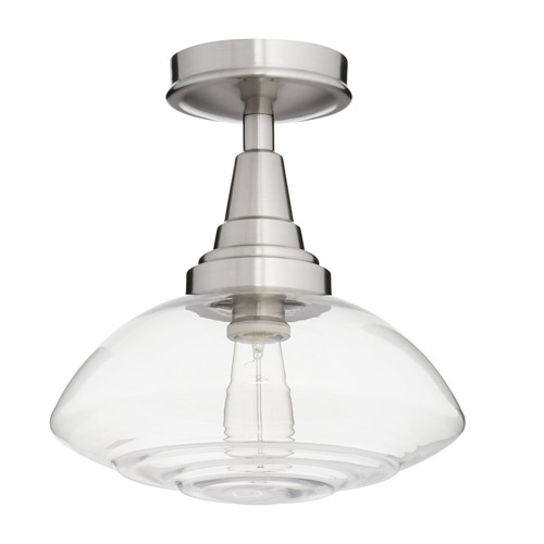 Lenticular Lighting Collection 1-Light Ceiling Mount in Satin Nickel with Clear Glass Shade Quorum 3240-13-65
