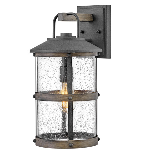 Lakehouse Collection 1-Light Outdoor Wall Mount Lantern in Aged Zinc with Clear Seedy Glass Shade Hinkley 2684DZ