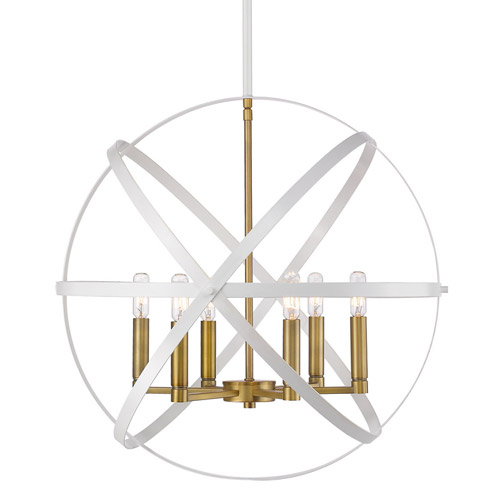 Cavallo Collection 6-Light Pendant in Hammered White / Olde Brass in Orb Design Z-Lite 463-24HWH-OBR
