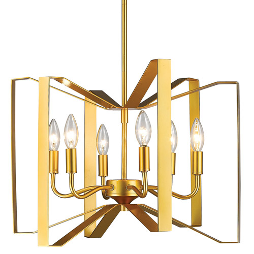 Marsala Collection 6-Light Pendant in Polished Metallic Gold with Crisp Gleaming Bands Z-Lite 4000P-PMG