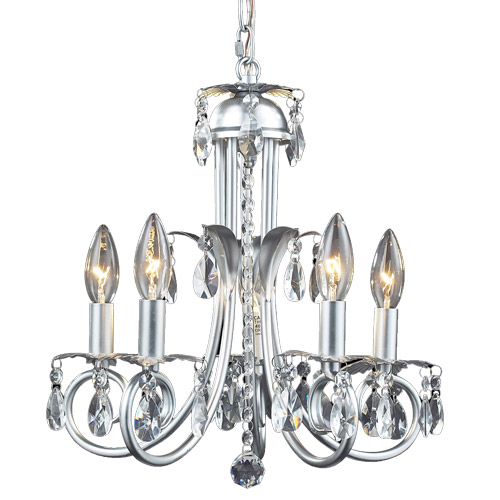 Pearl Collection 5-Light Chandelier in Silver with Crystal Teardrops and Sphere Z-Lite 852S