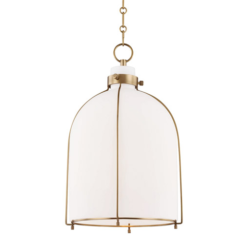 Eldridge Collection 1-Light Pendant in Aged Brass with Opal Glass Shade Hudson Valley 7314-AGB