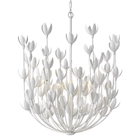 Flora Collection LED Chandelier with Hand-Painted Textured Plaster Blooms Hinkley 30016TXP