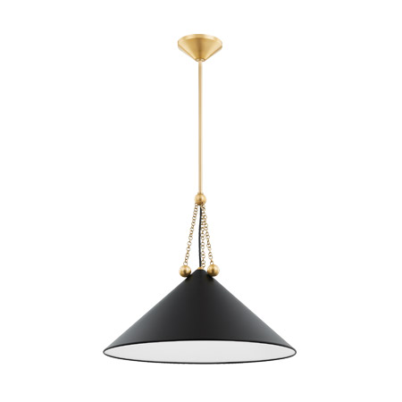 Kalea Collection 1-Light Pendant in Soft Black with Aged Brass Accents Mitzi H784701L-AGB/SBK