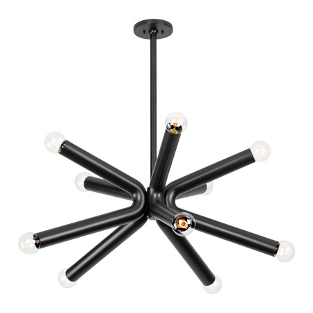 Dash Collection 10-Light Chandelier in Soft Black Sputnik Design Troy Lighting F6145-SBK