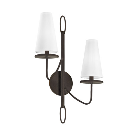 Marcel Collection 2-Light Wall Sconce in Pompeii Bronze with Off White Shades Troy B6292-TBZ