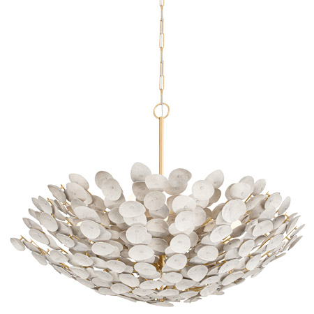 Aimi Collection 12-Light Chandelier in Vintage Gold with White-Washed Coco Shells Corbett 356-49-VGL