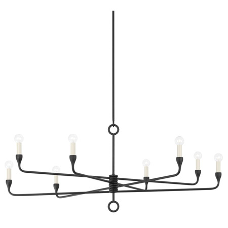 Orson Collection 8-Light Chandelier in Black Iron with White Candlestick Bases Troy F9542-BI