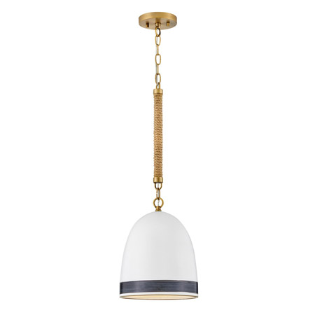 Nash Collection 1-Light LED Pendant in Heritage Brass and Black with Off-White Ceramic Shade Hinkley 3364HB-BK