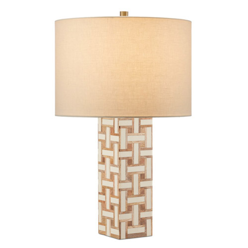 Aarna Collection 1-Light Table Lamp With Natural/Ivory Woven Design with Light Beige Linen Shade 6000-0955