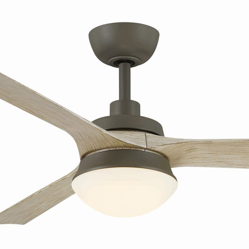 Barlow Collection 52” 3-Blade Ceiling Fan in Antique Graphite with Light Oak Blades and Opal Frosted Glass Shade Fanimation FP6807AGP