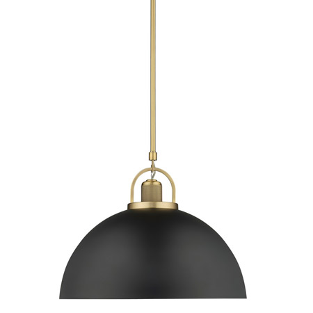 Artisan Collection 1-Light Pendant in Matte Black with Vintage Brass Textured Accents Millennium Lighting 20991-VB/MB