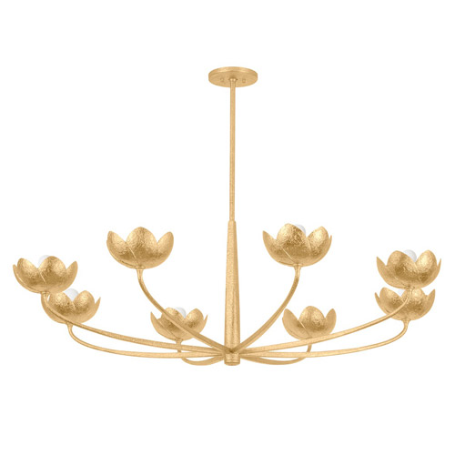 Arcata Collection 8-Light Chandelier in Vintage Gold Leaf with Floral Accented Arms Troy Lighting F2048-VGL