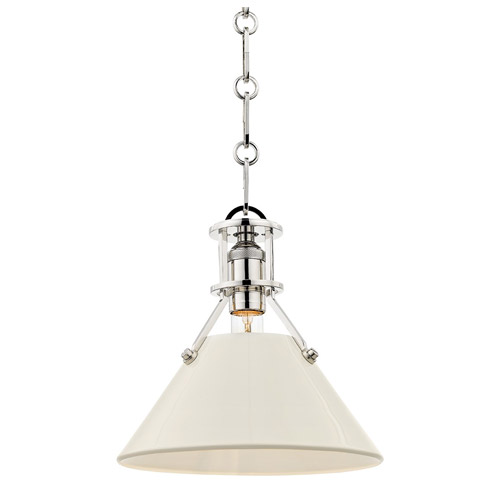 Painted No. 2 Collection 1-Light Pendant in Polished Nickel with Opal White Shade Hudson Valley MDS351-PN/OW