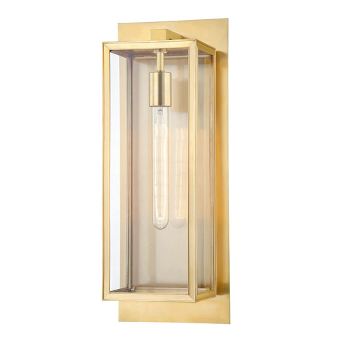 Sea Cliff Collection 1-Light Outdoor Wall Mount Lantern in Aged Brass with Clear Glass Panels Hudson Valley 1541-AGB