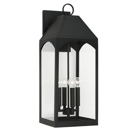 Burton Collection 4-Light Outdoor Wall Mount Lantern in Black with Clear Glass Panels Capital Lighting 946341BK