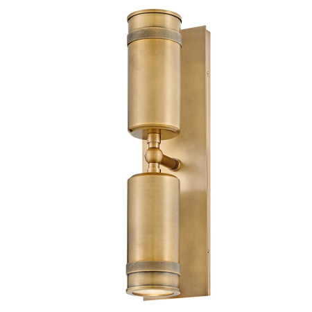 Pratt Collection 2-Light Outdoor Wall Mount Lantern in Heritage Brass with Clear Glass Downlight Hinkley 28814HB