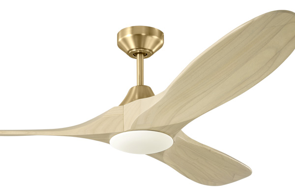 Maverick Collection 52” 3-Blade Ceiling Fan in Burnished Brass with Washed White Oak Blades Visual Comfort 3MAVSM52BBSWWO