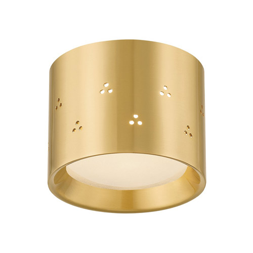 Edisto Collection LED Flush Mount in Aged Brass with Perforated Metal Shade Hudson Valley CB2405-AGB