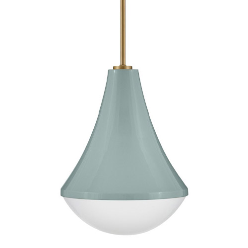Haddie Collection LED 1-Light Pendant in Seafoam with Curved Cased Opal Glass Shade Lark 83417SF