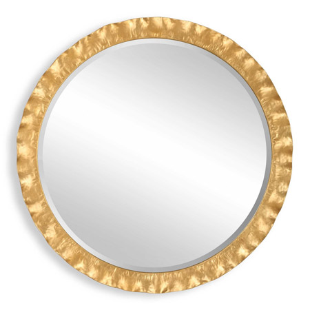 Haya Collection 40” Round Mirror with Lightly Antiqued Hand-Forged Metal Frame with Scalloped Edge Uttermost 08257