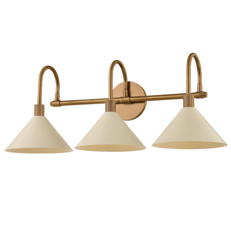 Jovani Collection 3-Light Bath Vanity in Patina Brass with Soft Sand Metal Shades Troy Lighting B1811-PBR-SSD