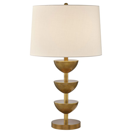 Parson Collection 1-Light Table Lamp in Brass with Tiered 3 ‘cup’ Base and Cream Fabric Drum Shade Savoy House 11-CD14