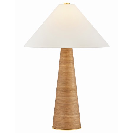 Haviland Collection 1-Light Table lamp in Aged Brass with a Natural Woven Rattan Base and Crisp White Linen Shade Hudson Valley L2231-AGB