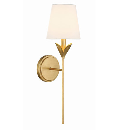 Broche Collection 1-Light Wall Sconce in Antique Gold with Petal Accent and Soft White Silk Shade Crystorama 531-GA
