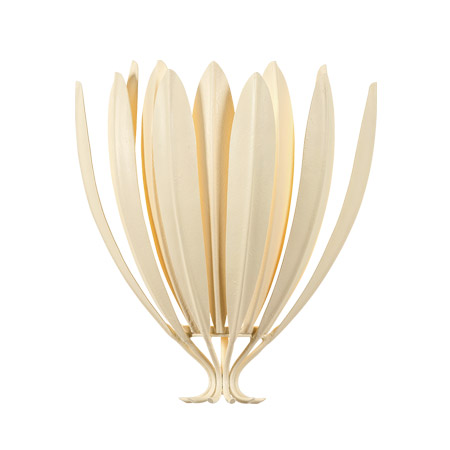Whitfield Collection 1-Light Wall Sconce in Vintage Gold with Leaf-Like Metal Fronds Hudson Valley 1813-CP