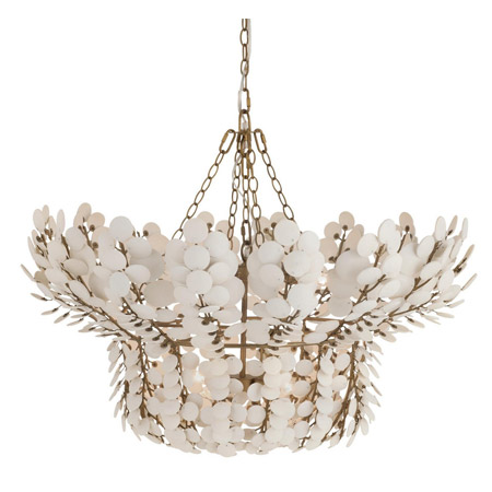 Bilal Collection 8-Light Chandelier in Antique Brass with Tiered Coconut Shell Strands Shade Arteriors DLS14