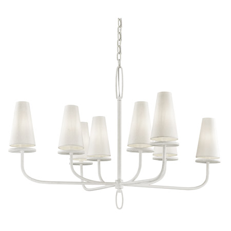 Marcel Collection 9-Light Chandelier in Gesso White with Off-White Hardback Cotton Shades Troy Lighting F6286-GSW