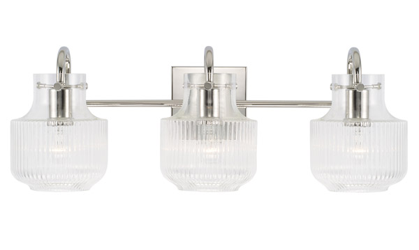 Nyla Collection 3-Light Bath Vanity in Polished Nickel with Fluted Tulip Silhouette Glass Shades Capital Lighting 145131PN