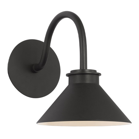 Studio Collection 1-Light LED Barn Light Wall Mount Lantern in Strong Textured Black Visual SLO1001