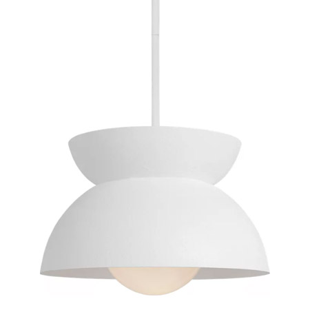 Beaunay Collection 1-Light Pendant in Cast Plaster with Milk Glass Shade Visual LXP1001