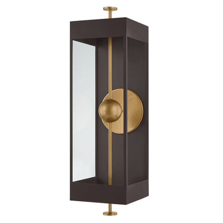 OUTDOOR Garvey Collection LED Outdoor Wall Mount Lantern in Textured Bronze with Patina Brass Accents Hudson Valley B4934-TBZ-PBR