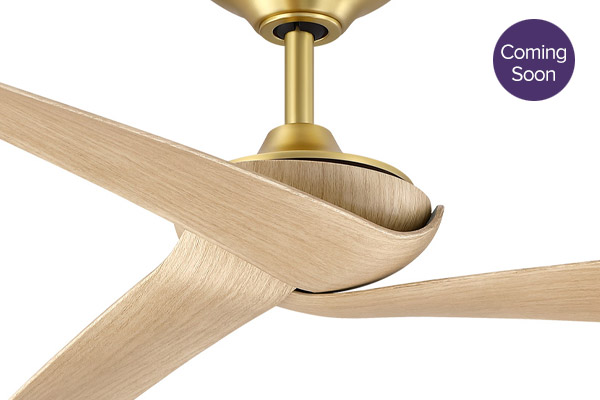 Yogi Collection 52” 3-Blade Ceiling Fan in Brushed Satin Brass with Natural Wood Blades Fanimation FPD6658BSN