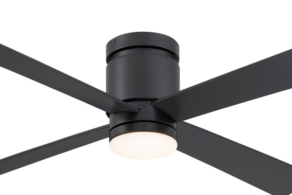 Kwartet Collection 52” 4- Blade Ceiling Fan in Black with Integrated LED Light with Opal Frosted Glass Fanimation FPS8553BL