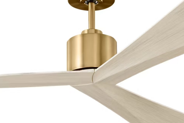 Adler Collection 60” 3-Blade Ceiling Fan in Burnished Brass with Washed White Oak Blades Visual Comfort 3ADR60BBSWWO