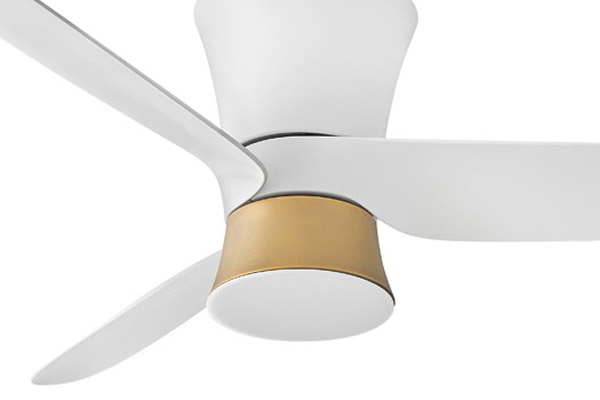 Neo Collection 52” 3-Blade Ceiling Fan in Matte White with Heritage Brass Accents and Integrated LED Light Hinkley 905452FMW-LDD